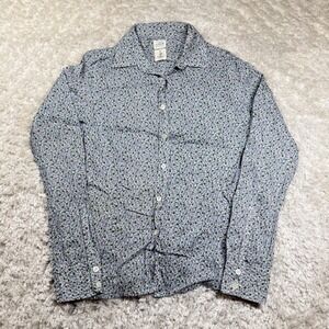 J Crew Washed Floral Shirt Womens Size 6 Blue Green Button Long Sleeve Preppy